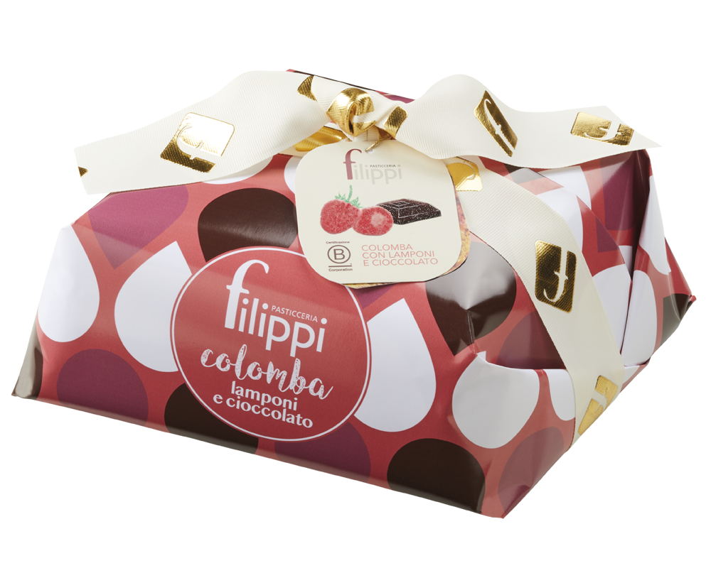 Colomba with raspberry and dark chocolate