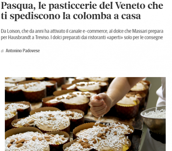 Le pasticcerie venete che consegnano la Colomba a domicilio