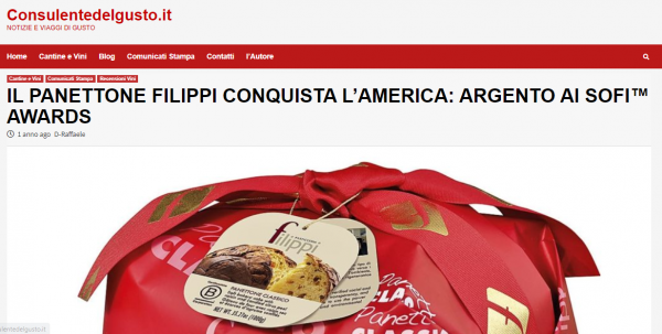 Statuetta d’argento ai Sofi™ Awards per il Panettone Filippi