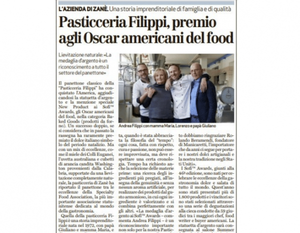 Pasticceria Filippi, premio agli Oscar del food